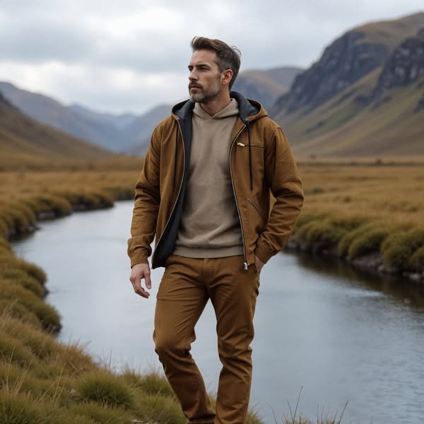 Men's Waterproof Hooded Jacket – Fur Lined Outdoor Coat