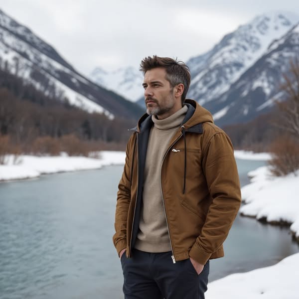 Men's Waterproof Hooded Jacket – Fur Lined Outdoor Coat