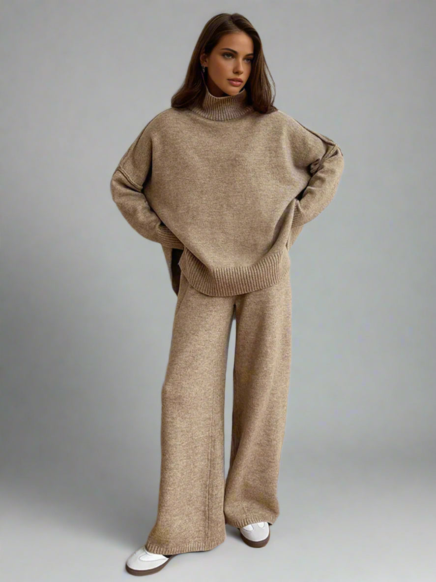 Charlotte| Women Soft Knit Turtleneck Lounge Set
