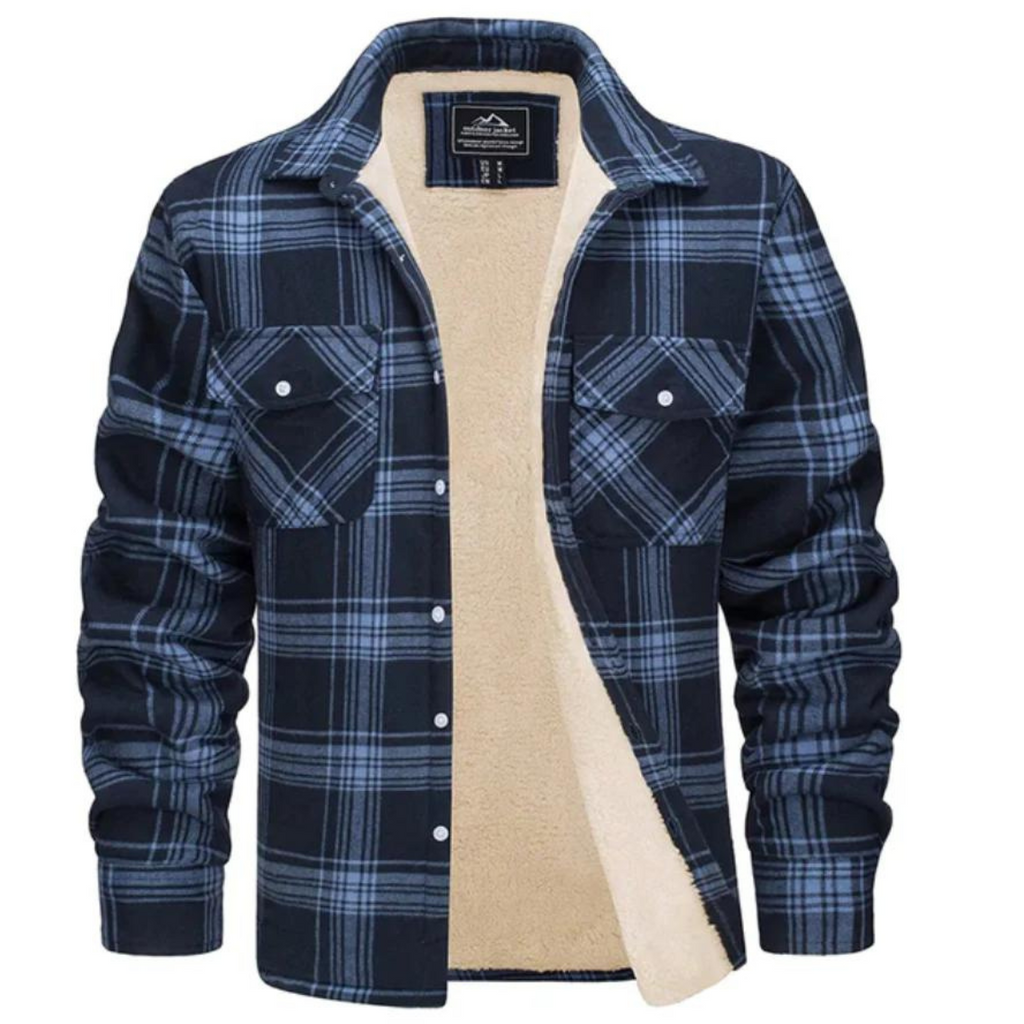 Levi | Men's Sherpa Lined Button down Jacket - Plaid Workers Shirt,