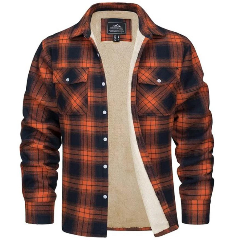 Levi | Men's Sherpa Lined Button down Jacket - Plaid Workers Shirt,