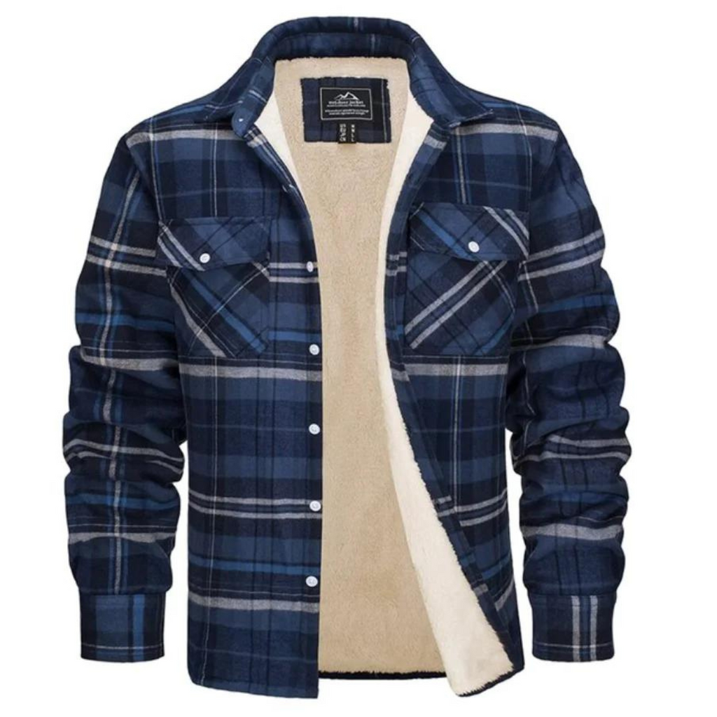 Levi | Men's Sherpa Lined Button down Jacket - Plaid Workers Shirt,