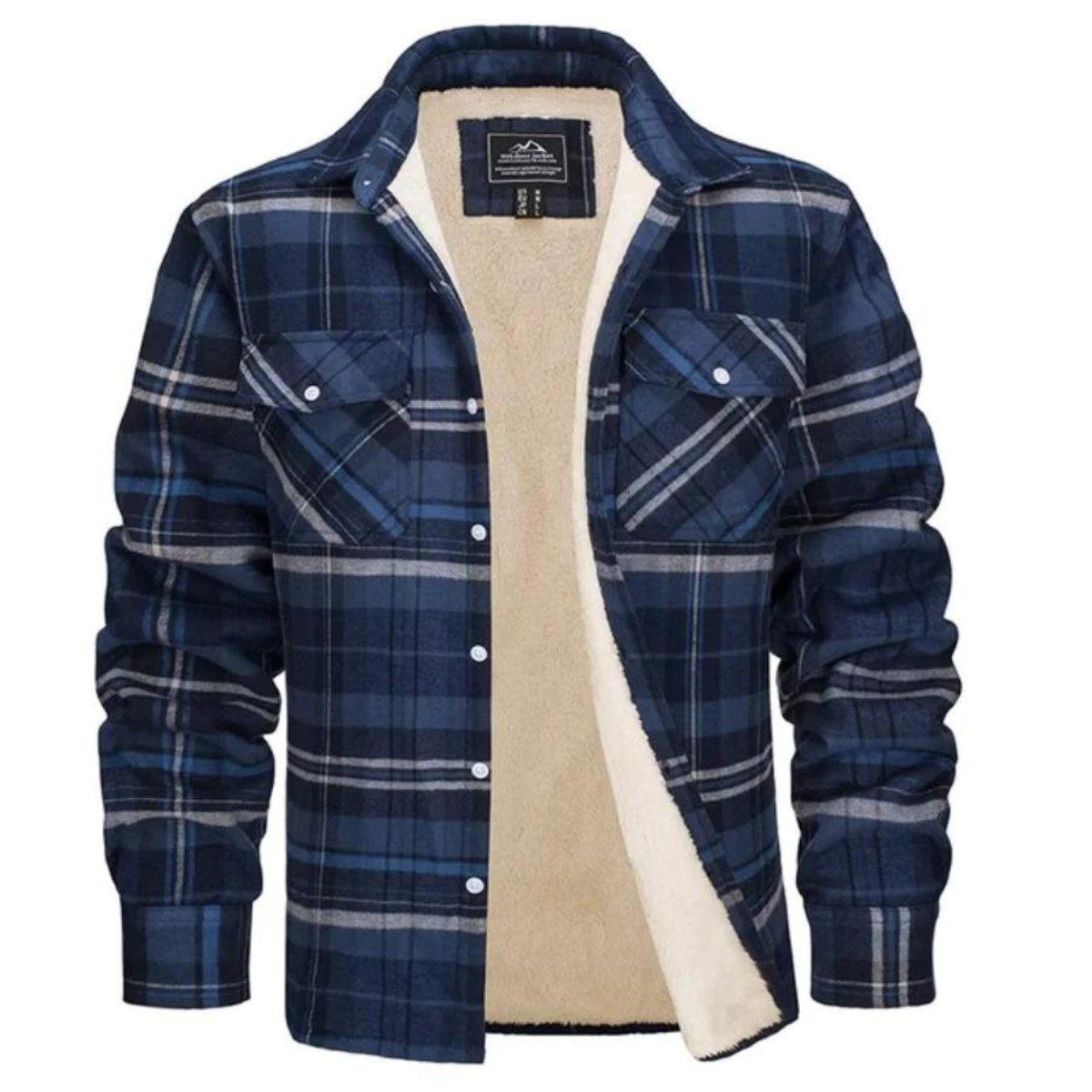 Levi | Men's Sherpa Lined Button down Jacket - Plaid Workers Shirt,