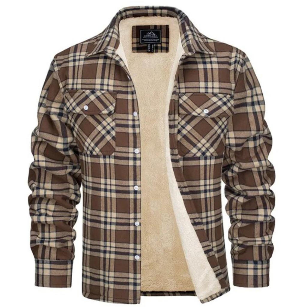 Levi | Men's Sherpa Lined Button down Jacket - Plaid Workers Shirt,