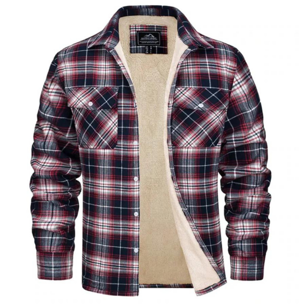 Levi | Men's Sherpa Lined Button down Jacket - Plaid Workers Shirt,