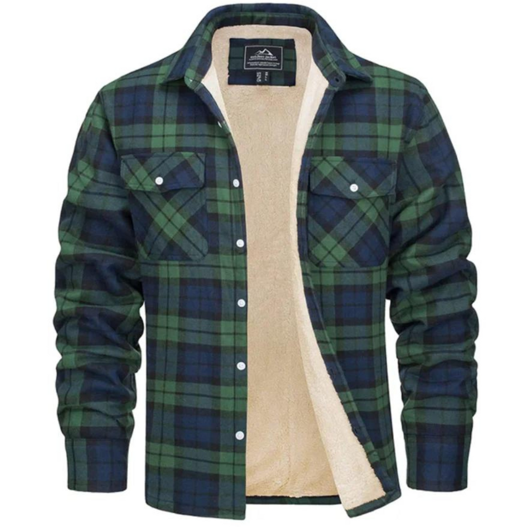 Levi | Men's Sherpa Lined Button down Jacket - Plaid Workers Shirt,