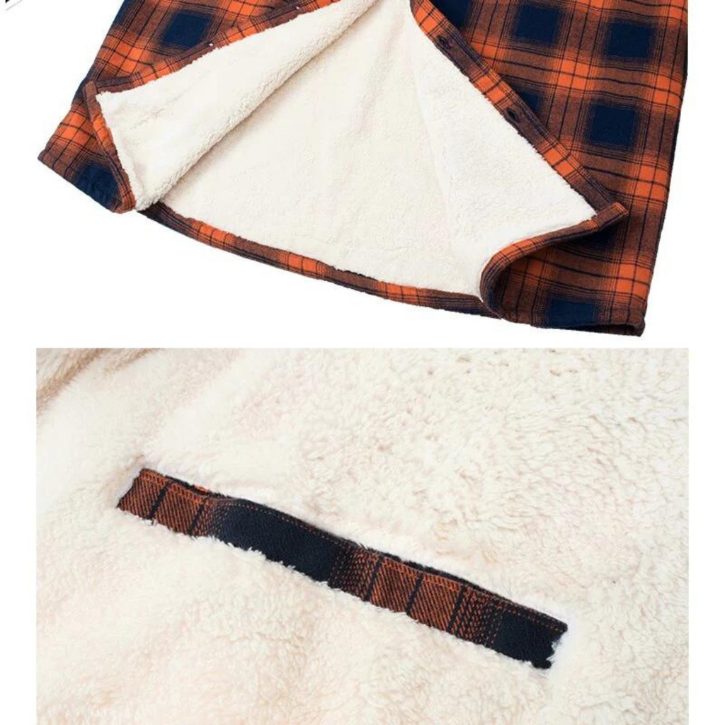 Levi | Men's Sherpa Lined Button down Jacket - Plaid Workers Shirt,