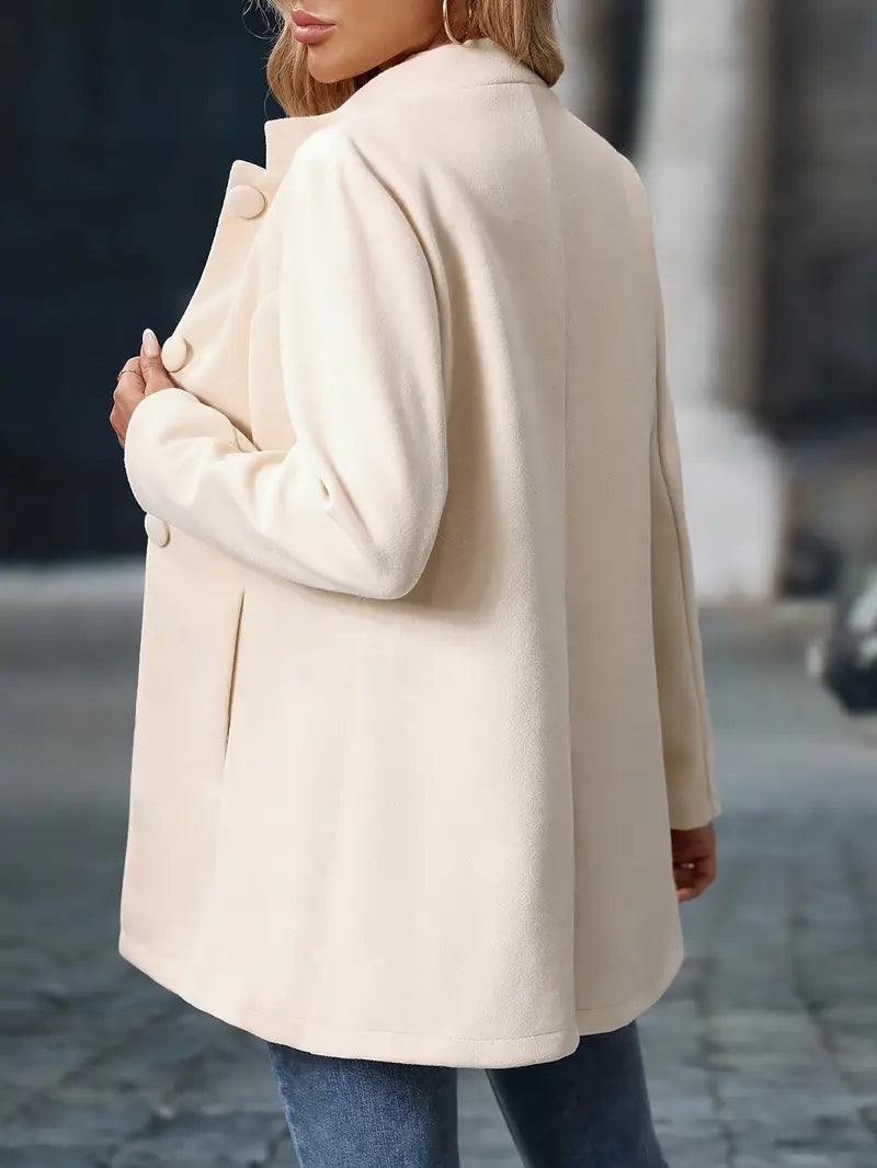Amelia| Tailored Fit Wool Blend Button-Up Coat For Women