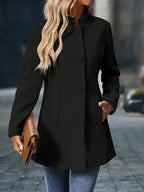 Amelia| Tailored Fit Wool Blend Button-Up Coat For Women