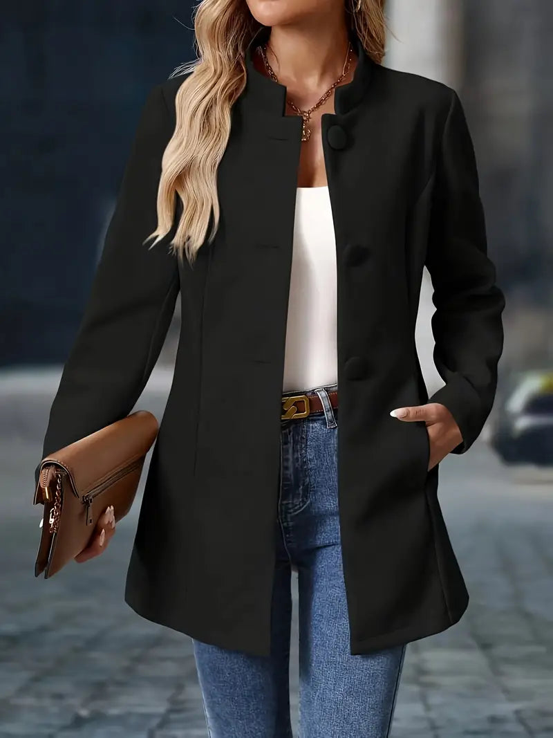 Amelia| Tailored Fit Wool Blend Button-Up Coat For Women