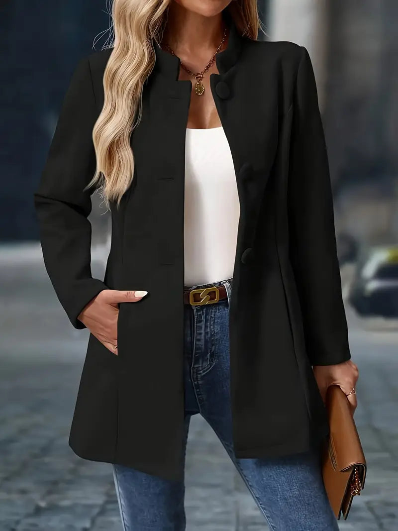 Amelia| Tailored Fit Wool Blend Button-Up Coat For Women
