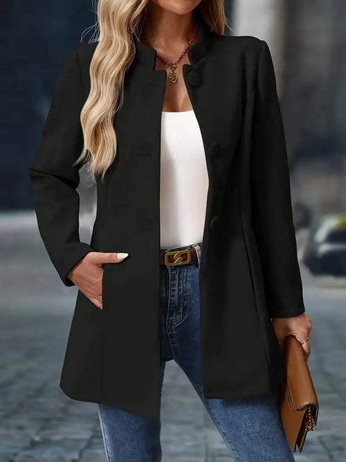 Amelia| Tailored Fit Wool Blend Button-Up Coat For Women