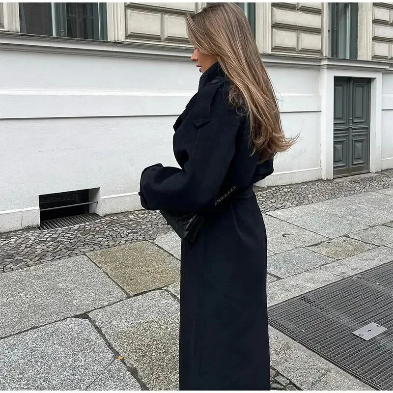 Willow| Double-Breasted Wool Blend Coat for Women