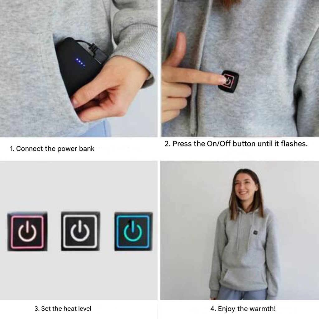 Unisex Heated Hoodie – Electric Thermal Pullover for Outdoor Use