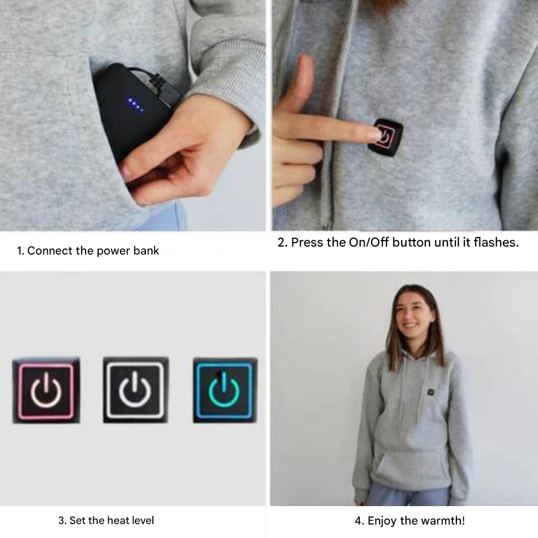 Unisex Heated Hoodie – Electric Thermal Pullover for Outdoor Use