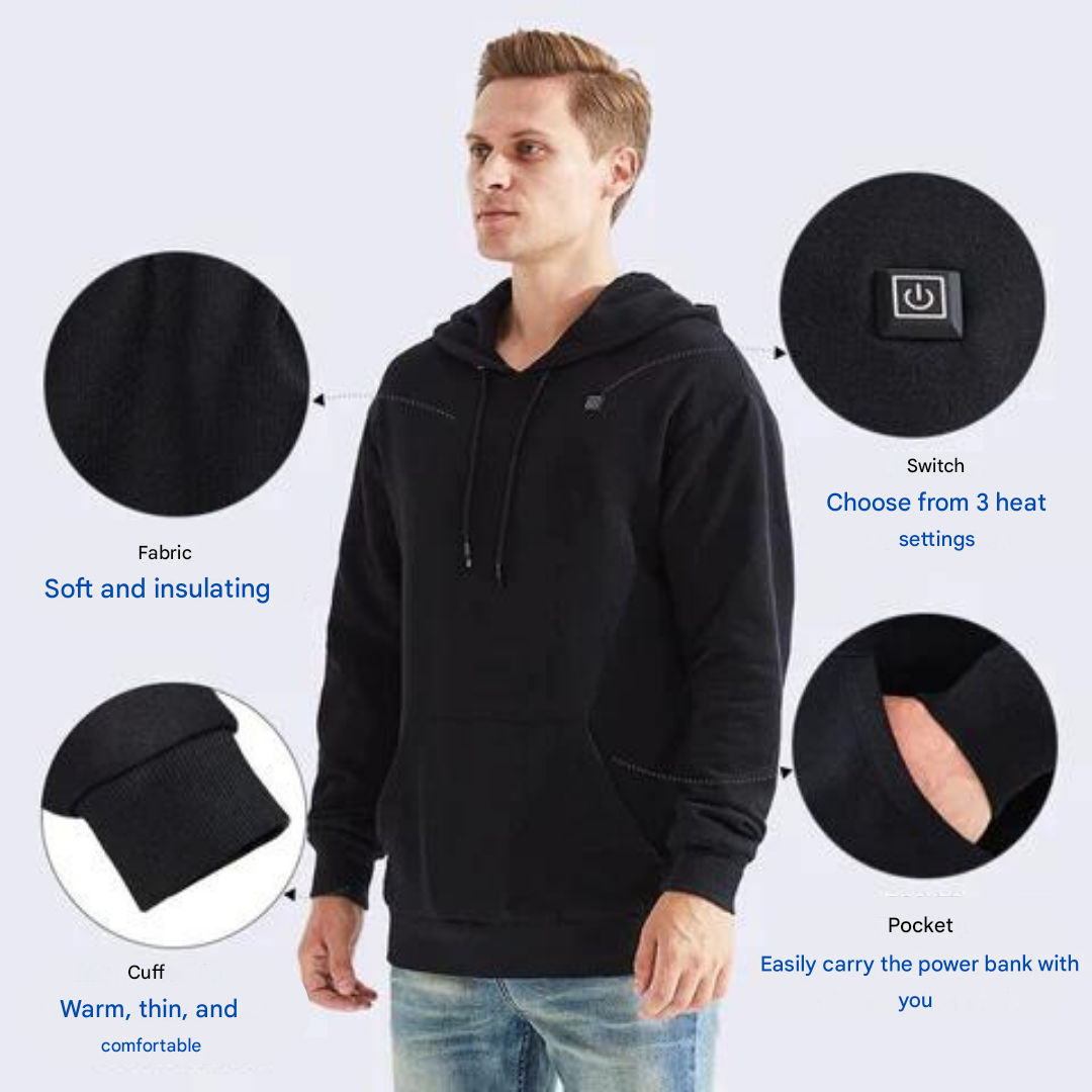 Unisex Heated Hoodie – Electric Thermal Pullover for Outdoor Use