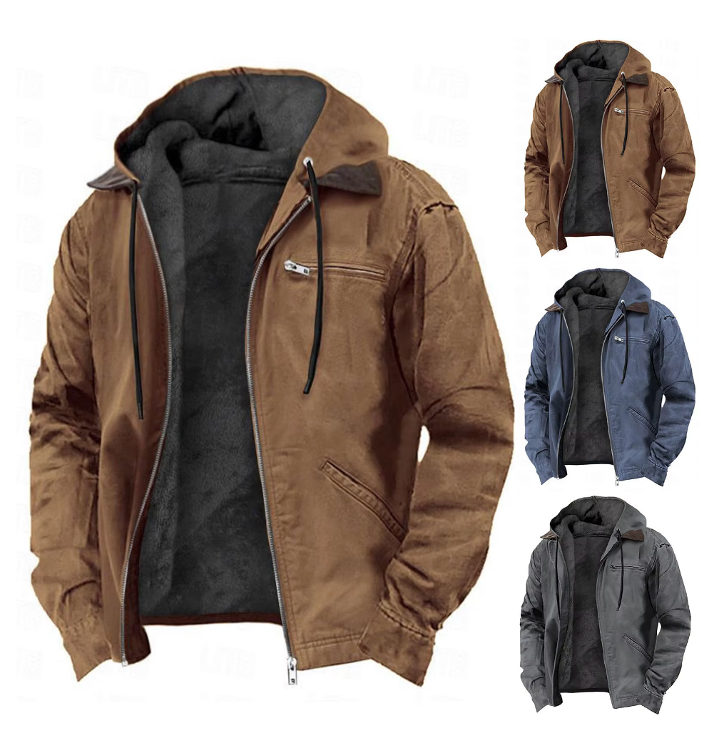 Men's Waterproof Hooded Jacket – Fur Lined Outdoor Coat
