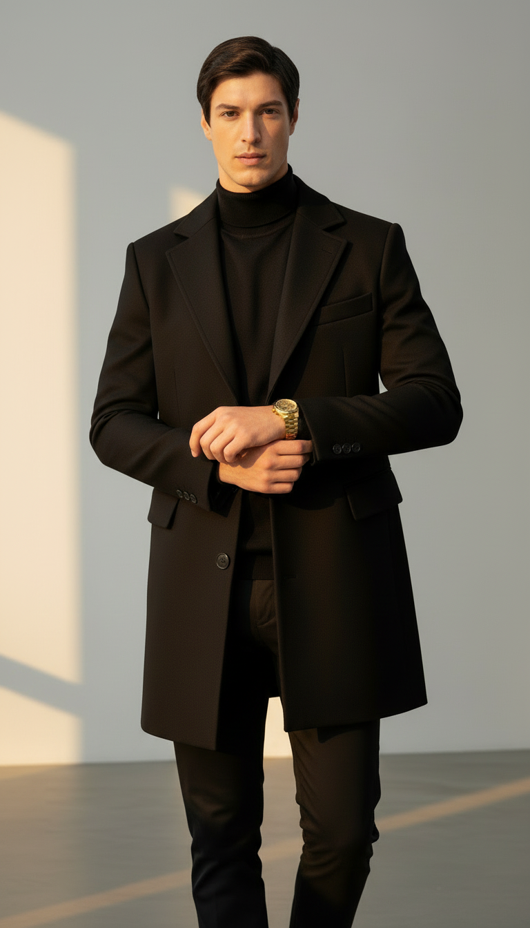 Jones | Men's Single-Breasted Overcoat - Smart and Sophisticated